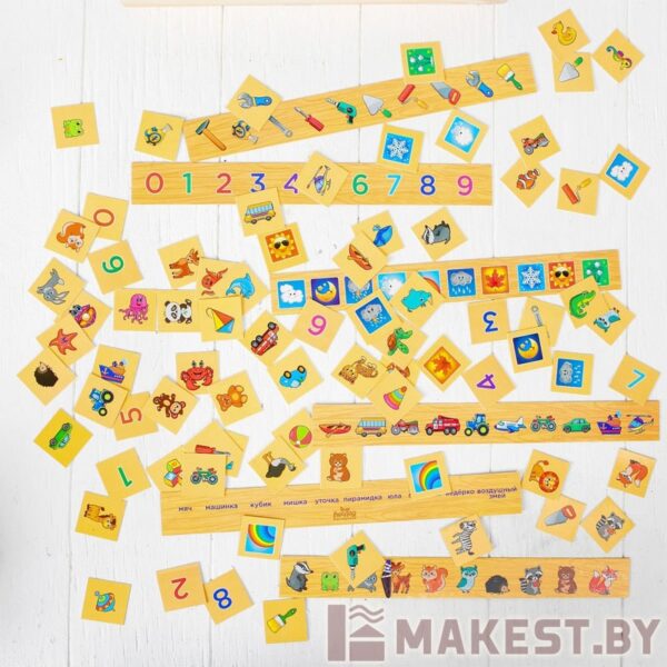 Деревянный комодик сортер "Развиваем внимание и память" (88 картонных карточек)