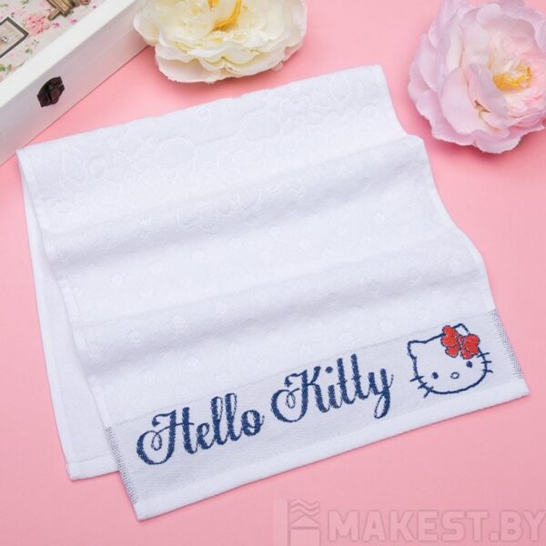 Полотенце детское Hello Kitty 70х130 см, цвет белый 100% хлопок, 400 г/м²