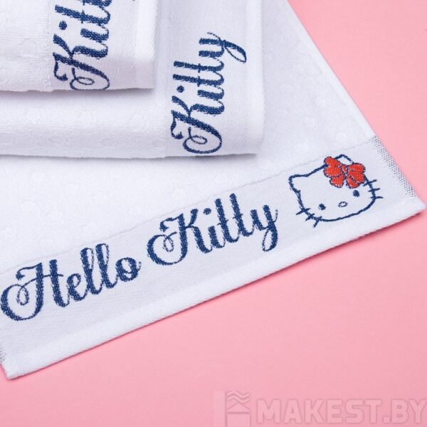 Полотенце детское Hello Kitty 70х130 см, цвет белый 100% хлопок, 400 г/м²