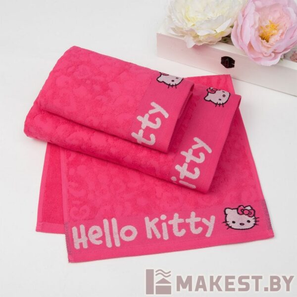 Полотенце детское Hello Kitty 70х130 см, цвет розовый 100% хлопок, 400 г/м²