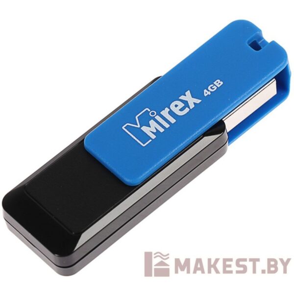 Флешка USB2.0 Mirex CITY BLUE, 4 Гб, чтение 18 Мб/с, запись 8 Мб/с, цвет черный-синий